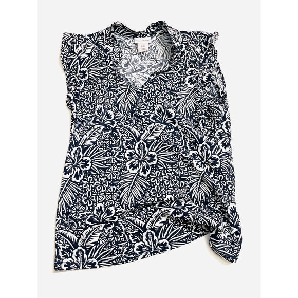 Tommy Bahama Tops - Tommy‎ Bahama Everyday Active Navy White Floral Sleeveless Blouse XS Tropical